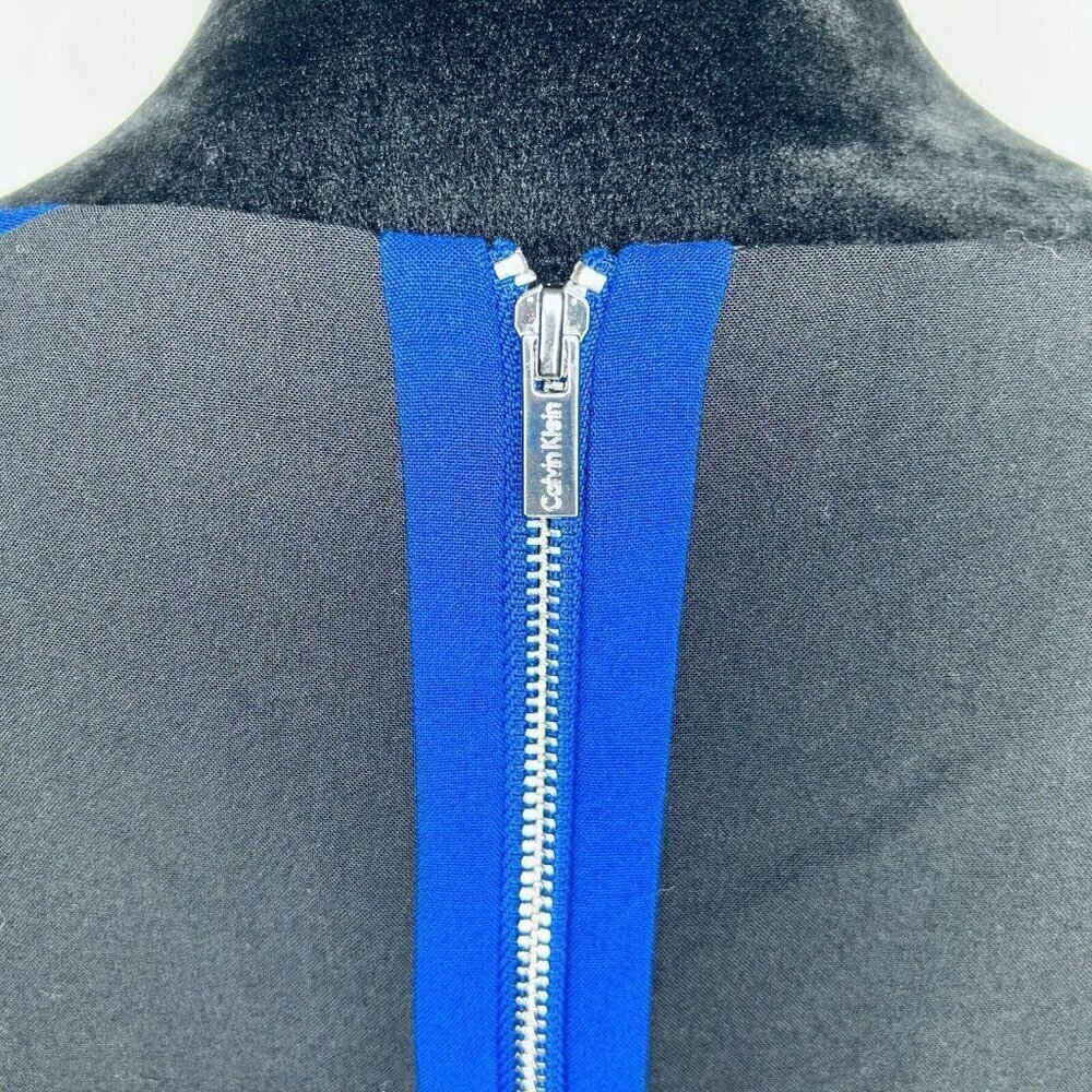 NWT Calvin Klein Womens Blue Black Round Neck Sleeveless Sheath Dress Size 14 - Picture 9 of 9